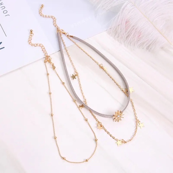 🆕NEW Gold Three Layered Star Choker necklace - Picture 5 of 7